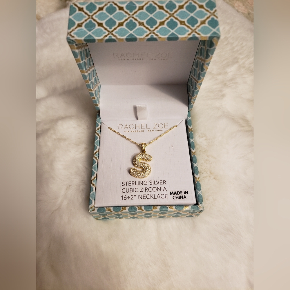 Rachel Zoe Letter "S" Necklace, 14K Gold Plated Sterling Silver